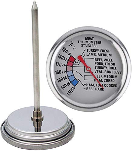 Kitchen Analog Meat Thermometer for Grilling Smoking Oven Safe Waterproof Stainless Steel 2 3/4-Inch Dial