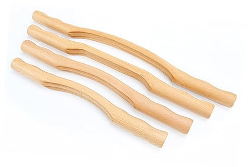 Massage Stab aus Buchenholz für Frauen und Männer, Beige | 1 Satz, Leicht zu Halten und Bedienen, Kompakt zum Mitnehmen, Schaberoller mit Glatter Rolle