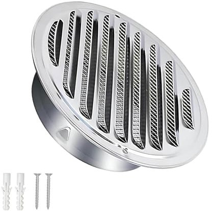 YOUZMY 1 pezzi Griglia di ventilazione in acciaio inossidabile 304 Griglia terminale 100 mm, Griglia di scarico rotonda in acciaio inossidabile, Griglia di scarico dell'aria per cucine e bagni