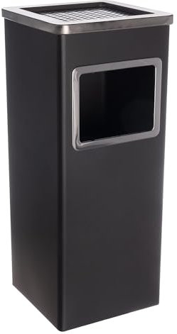 HUOLE 2 In 1 Da Terra In Acciaio Inox Per Esterno Con Gettacarte Rotondo O Rettangolare Con Secchio Cestino Professionale Gettacarte Spazzatura Casa Ufficio-ANero (1 pezzo) 24 * 24 * 60 cm-35 L