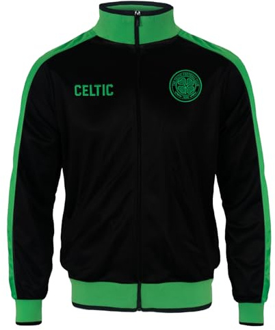Celtic FC - Chaqueta de entrenamiento oficial - Para hombre - Estilo retro - Negro/verde - S