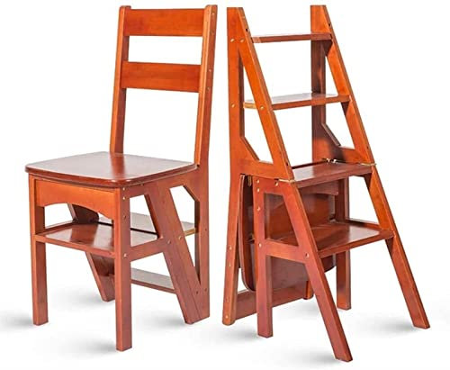 XCHSXYL Tabouret d'escalade d'intérieur, échelle de bibliothèque Pliante en Bois, escabeau Multifonctionnel Portable léger 2 en 1, escabeau à 4 marches à Double Usage, Support de Fleurs Portable/sho