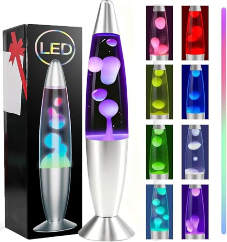CELLUSTOP Lavalampe – Lampe Magma – Dekorative Lampe zum Aufstellen – 2 Leuchtmittel im Lieferumfang enthalten – robustes Glas und Aluminium – Schalter – 20 W – 34 cm – Blau