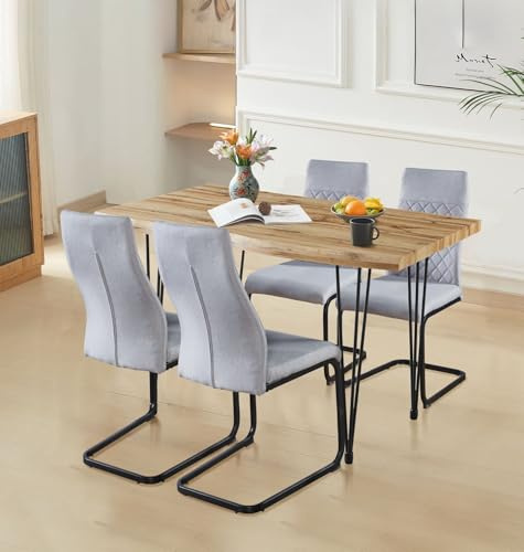 Hallowood Furniture Cullompton Modern Dining Table and Chairs Set 4, 120x80