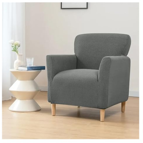 CSSHNL Elastisch Stretch Husse Polar Fleece Tub Chair Cover Spandex Club Armchair Slipcovers for Living Room Elastic Single Sofa Covers Home Bar Counter Hotel(Dark Grey Sofa Cover)