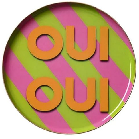 Gift Company Love Trays, Dekotablett, XS, Oui oui, rund, pink/grün
