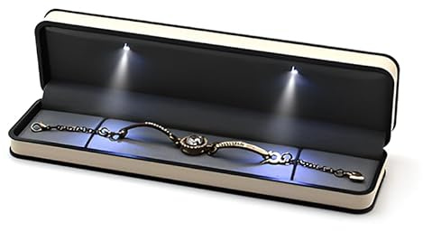 HSLFUAI LED Schmuckkästchen mit Licht – Luxus Geschenkbox für Ring, Armband, Halskette oder Kette – Beleuchtete Schmuckbox für Verlobung, Hochzeit, Geburtstag