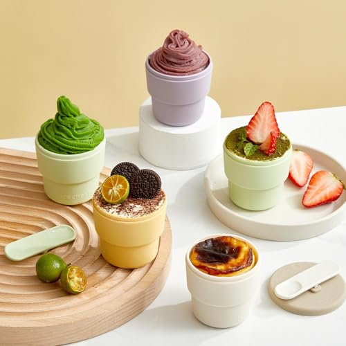 Lot de 4 bacs à glace 2 en 1 pour glace faite maison - En silicone - Réutilisables - Idées de bricolage - Sans BPA - Avec couvercle (4, A)