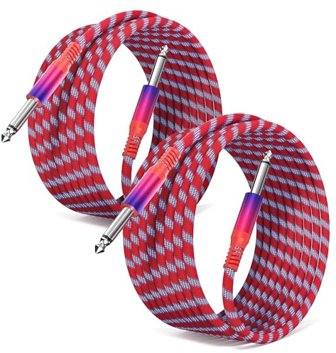 Elebase TS Gitarrenkabel 6.35mm 2M 2 Stück | 1/4 Jack Stecker Instrumentenkabel,6.3mm Klinke Audio Kabel für Gitarre,E-Gitarre,Bass,Verstärker,AMP,Keyboard,Lautsprecher