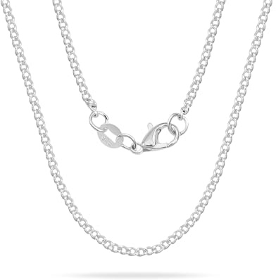 Casxyue 925 Silber Kette Halskette Für Damen Mädchen Ohne Anhänger Kettenbox/O-Kette/Kubanische Kette/Schlangenkette/Flache Schlangenkette 40 45 50 55 60 65 70 75 cm (Kubanische Kette, 50cm)
