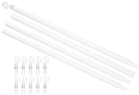 sourcing map 46 Blinds Wand Replacement, Combinable Blinds Tilt Wand with Hook, Vertical Blind Rod Stick for Window Curtain Opener Accessory, White