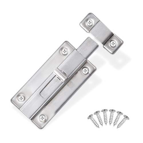 Sliding Door Lock Door Bolt with Screws Surface Mounted Slide Bolt Latch Lock Gate Bolt is Suitable for Kitchen Bathrooms Cupboards Bedrooms Window Furniture Cabinets Home Accessories (Pack of 1)