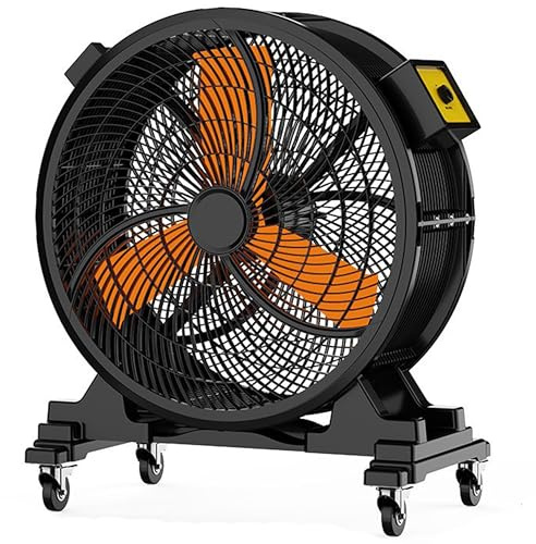 Industrieller Trommelventilator, Hochleistungs-Metall-Luftzirkulator, Hochgeschwindigkeits-Bodenventilator mit Bremsrollen, 7 Geschwindigkeiten, für Keller, Lager, Fabriken, Terrassen