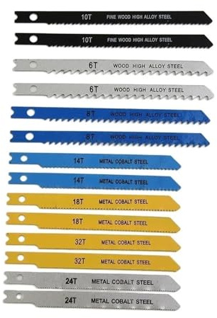 Jingyingtt 14-teiliges Stichsägeblatt-Set mit U-Schaft for Holz, Kunststoff und Metall. Stichsägeblätter mit U-Schaft, einschließlich 6T, 8T, 10T, 14T, 18T, 24T und 32T, kompatibel mit Stichsägen mit