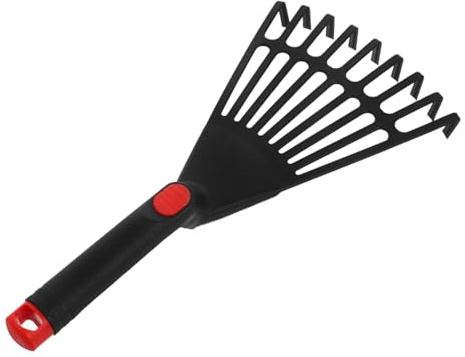 Mikikit Râteau de Jardin Plastique Petit avec Manche Ergonomique Outil Robuste pour Parterres Râteau à Main Pratique pour Jardinage et Désherbage