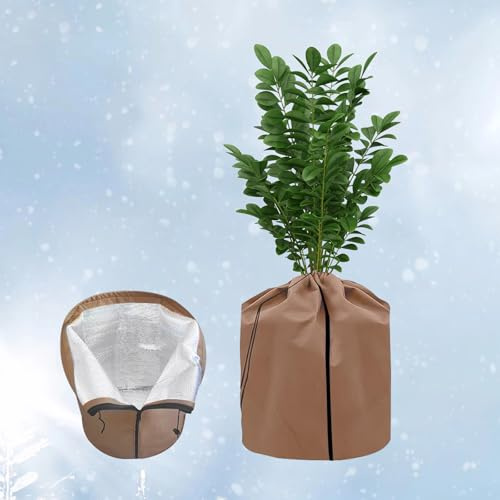 BOYIFEIJIE Thermo Topfschutz 45x50cm - Winterschutz für Kübelpflanzen mit Kordelzug & Reißverschluss - Frostschutz für Oleander, Olivenbäume & Sträucher - Atmungsaktiv & Wurzelwarmb