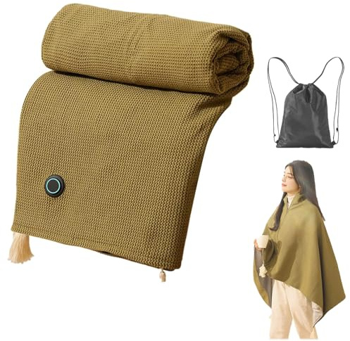 Portable Heated Shawl Wraps for Women, USB Heated Blanket Shawl, Wearable Heated Poncho Shawls (Green,No Power Bank)