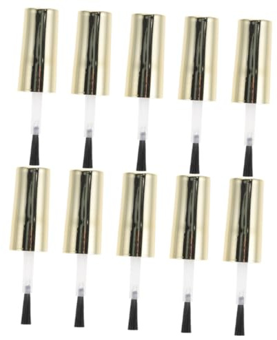 HINTRMENT 10pcs Nail Polish Replacement Bottle Caps with Brush Soft Bristles Plastic Gel Polish Bottle Caps for Homes and Nail Shops Compatible with Top Coat