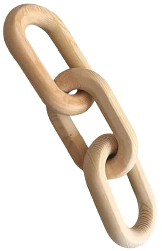 FUTUREORYY Rustikale Holzkettenglieder-Dekoration 10.04X2.76X0.79In Holzhandwerk Ornament Für Wohnzimmer Regal Couchtisch Und Kamindekor Natürliche Holzdeko Kette