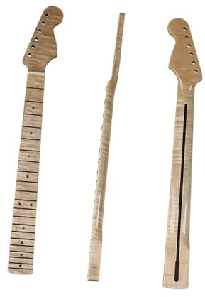 Gitarrenhals Für Anfänger 21 Französischer Integrierter E-Gitarrenhals Natürlich Glänzender Tigerstreifen-Ahorn Professionelles DIY-Instrument