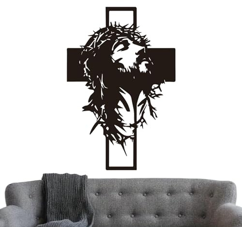 Arte de pared cristiano – Negro vertical colgante, escultura de madera con tema religioso, decoración cristiana con función colgante, de pared, arte cristiano para el hogar, lugar de trabajo