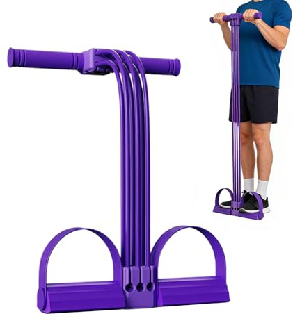 Fascia Elastica con Pedale | Attrezzatura per Allenamento di - Fascia per Esercizi Gambe con Maniglie - per Gambe, Addominali, Braccia, Vita, Uomo, Ragazzi, Principianti, Culturisti