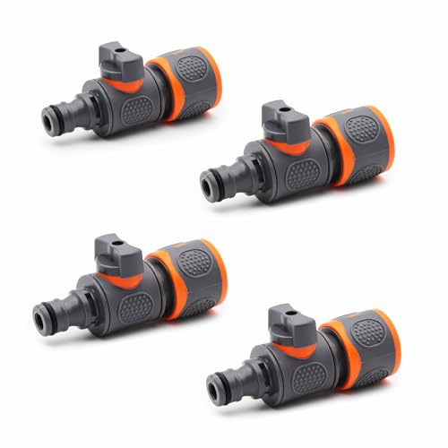 TLDBATICE Raccordo per tubo flessibile con valvola di regolazione, confezione da 4 connettori per tubo da giardino con valvola di arresto e tubo dell'acqua da 1/2 per regolazione continua e blocco