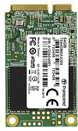 Transcend 64GB MSA230S SATA III 6 Gb/s mSATA SSD 3D TLC NAND TS64GMSA230S