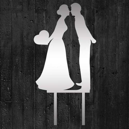 Cake Company Acryl Cake Topper Brautpaar küssend mit Herz | Hochzeit Tortendekoration für besondere Momente I Tortenfigur aus hochwertigem Acryl spiegelnd