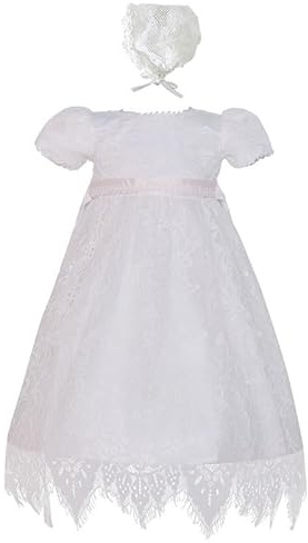 Leideur Baby Långa Dopklänningar Vit Dopklänning Speciellt Tillfälle Klänningar för Flickor Födelsedag (Vit, 3 månader)