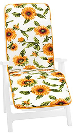 emmevi Cuscino Sdraio Poltrona Morbido Girasoli Copri Lettino Relax Pieghevole mod.CAIRO dis.34A BIANCO