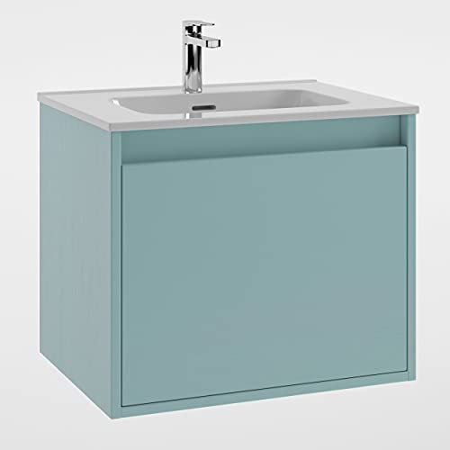 Kassia Mobile Bagno cm 60 + lavabo in Ceramica | Tribeca | L 60 X H 50 X P 45 cm Aqua Blu