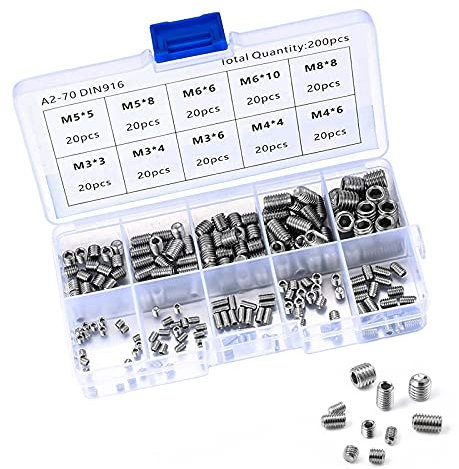 200 Stück Gewindeeinsatz Muttern Einschraubmutter Set Inbusschraube Sortiment M3 M4 M5 M6 M8 Innensechskant Mutter Edelstahl Schrauben Set Hex Antrieb Nuss Einschraubmutter Innensechskant - Silber