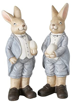 BOLTZE 1 STK Osterhase XXL Terrakotta 26cm Weiss grau Osterdeko Hase Ostern Aufsteller Terracotta Hasen n585