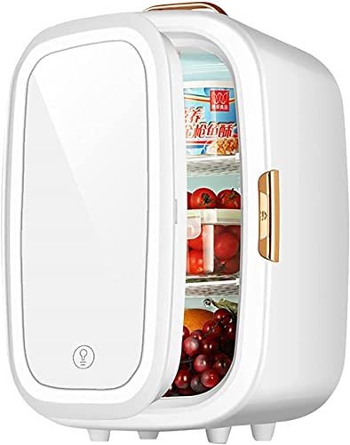 X&Z-XAOY Mini-frigo 20L Réfrigérateur Cosmétique Personnel Portable avec Miroir De Maquillage Refroidisseur Et Réchauffeur Compacts AC/DC À LED pour Voiture, Maison, Bureaux (Color : White)