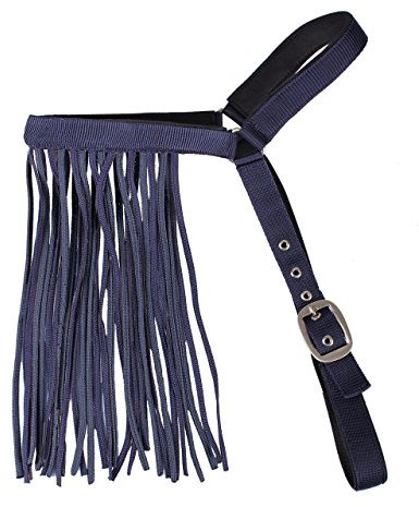 QHP Fliegenfransen Extra mit Stirn- und Kehlriemen (Minishetty, blau)