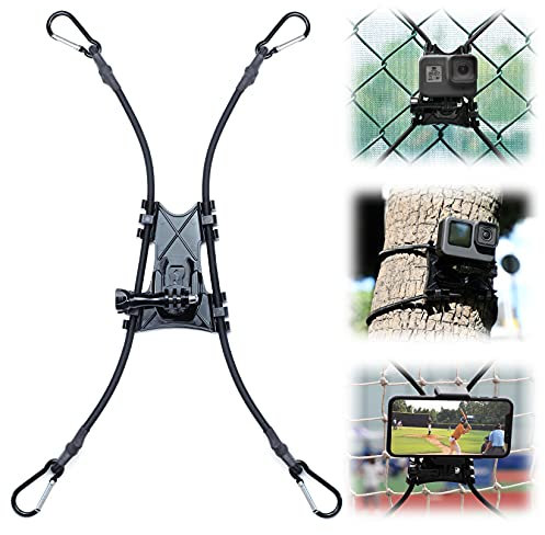YALLSAME Fence Mount for GoPro, Chain Link Backstop Mount for GoPro Hero 13 12 11 10 9 8 7 6 5 4 3, AKASO, DJI OSMO Action 6 5 Pro 4 3, Insta360 Camera, Ideal for Softball/Baseball/Tennis Games