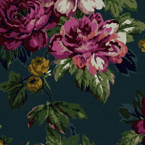 Graham & Brown Joules Invite Floral Peacock Wallpaper | Easy Paste The Wall Application | Blue Floral Design | Eco Friendly