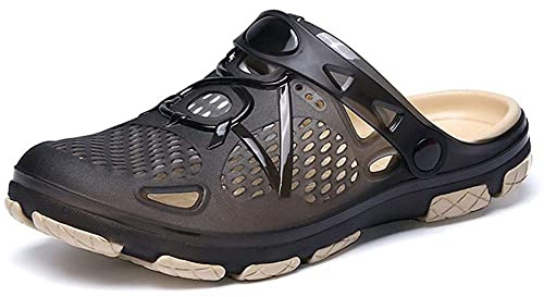 Hitmars Zuecos Sanitarios Hombre Chanclas Zapatillas Casa Piscina Zapatos Pantuflas Sandalias Verano Negro EU 47 (C_AR6_923_BK47_Z)