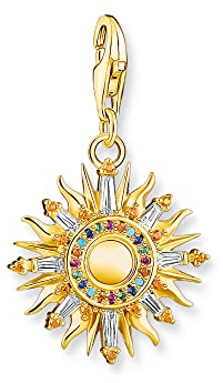 THOMAS SABO Charm-Anhänger bunte Sonne vergoldet 750 Gelbgold Vergoldung, 925 Sterlingsilber