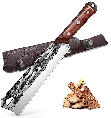 Golden Bird Survival Messer zum Hacken, Outdoor Messer 35 cm Messer Outdoor Spalten & Schneiden Jagdmesser aus Edelstahl Hartholzgriff Bushcraft Messer