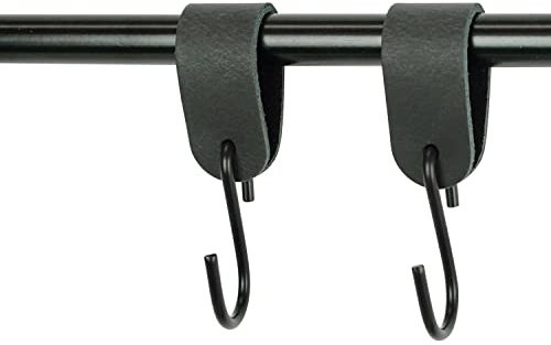 Handles and more S-Kleiderhaken Leder Aufhänger Grösse S 2er Set Vintage schwarz