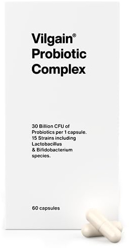 Vilgain Probiotic Complex 2 Monate | Hochwirksame Probiotika für Ihr Wohlbefinden | Darmgesundheit, Immunsystem & Psyche stärken Natürliche Bakterien | 15 Stämme, 30 Mrd. Kulturen, 60 kapseln