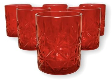 Generico Rote Weihnachtsgläser Set 6 Stück à 350 ml - Rote Gläser