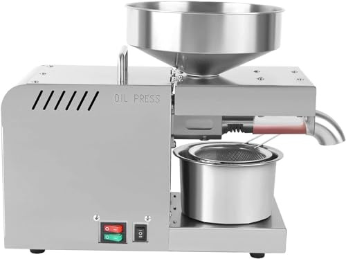 CHRISK Macchina per Pressione dell'olio, pressa Fredda/Calda a Caldo Estrattore Olio Automatico 304 Acciaio Inossidabile per Olive di Arachidi