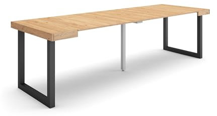 Skraut Home | Ausziehbarertisch | Multifunktionaler ausziehbarer | 260 | Für 12 Gäste | Massivholz Beine | Moderner Stil | Eiche