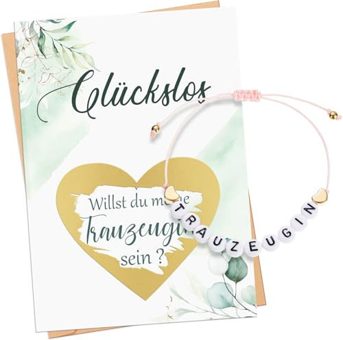 Tenare Patentante Trauzeugin Brautjungfer Fragen Geschenk Set Elastisches Armband Rubbelkarte und Umschlag Geschenkidee für Patin Trauzeugin Brautjungfer (Willst Du Meine Trauzeugin Sein)