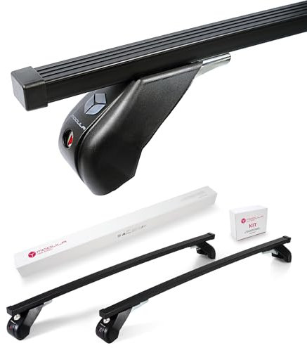 MODULA Portapacchi in Acciaio compatibile Con Volkswagen Passat 8 Serie berlina (B8) 2014-, Con tetto Standard, lunghezza 124cm, portata massima 75 kg, Nero