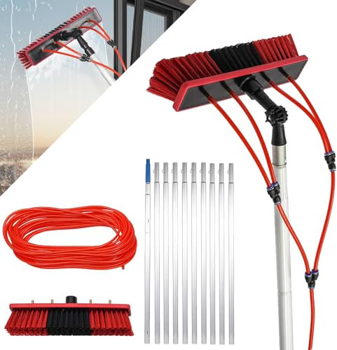 errtsdb Teleskop Waschbürste Photovoltaik reinigungsset Teleskopstange photovoltaik Reiniger teleskopstange fensterreinigung waschbürste mit teleskopstiel autowaschbürste(17m Stange/35cm Bürste)