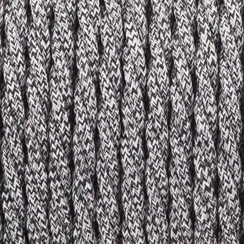 LEDSone 5 Meters / 16.4FT Black White Braided Cable 3 Core Electrical Cable, Vintage Braided Flex Cable Twisted Fabric Electrical Wire for DIY Lamps Industrial Pendant Lights Lighting Appliances